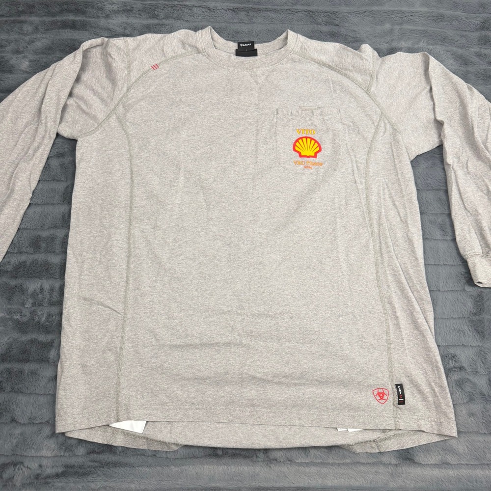 Ariat FR Mens XL Gray Long Sleeve Shell VITO VRU Pitstop 2024 Work Shirt CAT 2